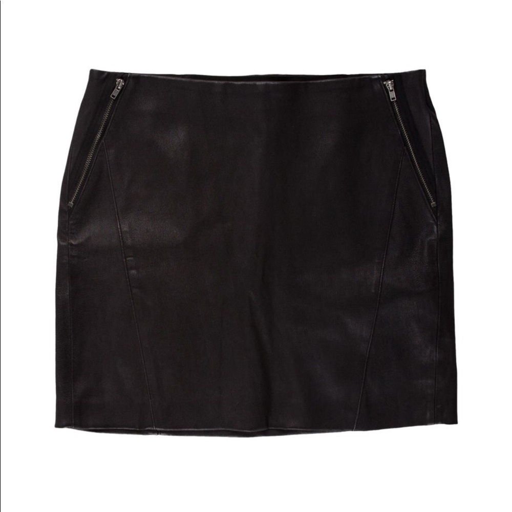 Theory Black Lamb Leather Mini Skirt